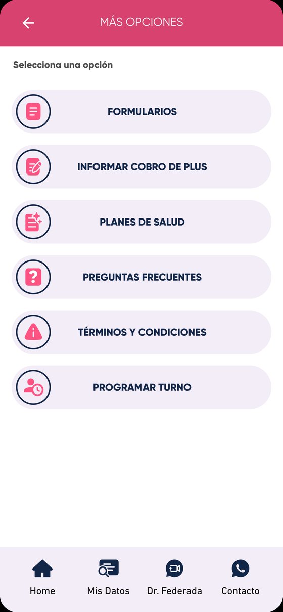 Pantalla más opciones